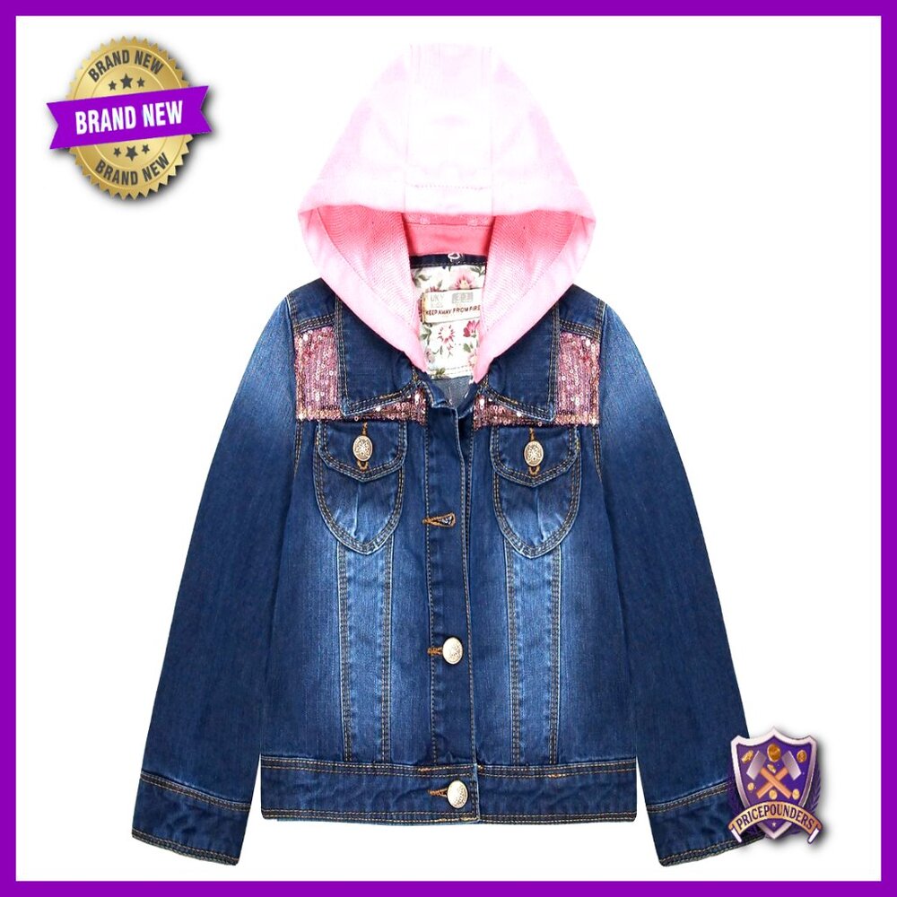 Girls Denim Jacket Flower Embroidered Hoodie Y2k Chic Casual Outerwear